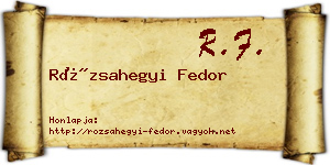 Rózsahegyi Fedor névjegykártya